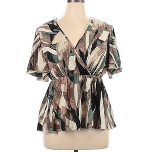 Shein Abstract Print Short Sleeve Top Plus Size 1X